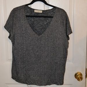 Urban Outfitters Grey Textured Knit V-Neck Tee, M